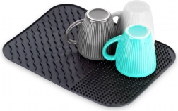 Silikon-Abtropfmatte für Geschirr schwarz 34 × 26,5 cm