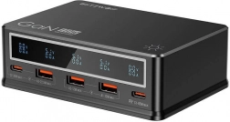 BlitzWolf 110 W Desktop Charger with PD, 3× USB-A and 2× USB-C, Black
