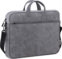 Gray 15.6″ laptop bag made of eco leather