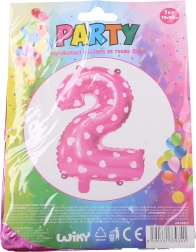 Opblaasbare ballon nummer 1 met hartjes – Roze