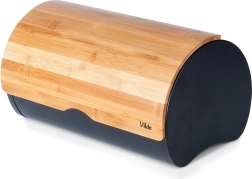 Brotkasten mit Bambusdeckel, schwarzes Metall, 38 × 24 × 20 cm VILDE