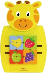 VIGA Montessori hölzerne Manipulationsplatte in Form einer Giraffe mit FSC-Zertifikat