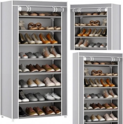 8-tier shoe rack with dustproof cover – gray