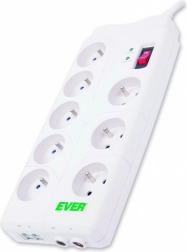 HOME surge-protected power strip, 8 sockets, 2 m
