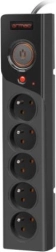 ARMAC Z5 surge-protected extension power strip, 5 outlets, 1.5 m, 10 A, black