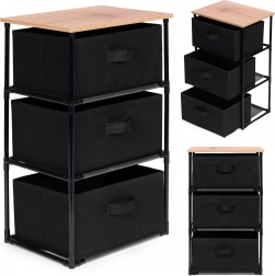 Three-tier Textile Storage Rack, Black Color, ModernHome