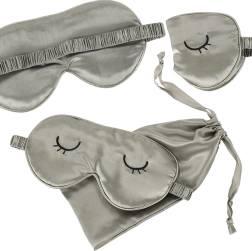 Satin-Schlafmaske mit Etui – grau