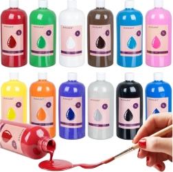Plakkaatverf MAALEO 12×1 l – set voor school, atelier en creatief thuisgebruik