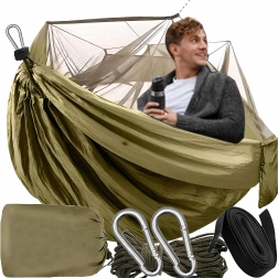 Hanging hammock with mosquito net for camping and garden, load capacity 180 kg