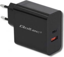 Charger Qoltec 63W with USB-C PD and USB QC 3.0 Black