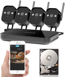 Zmodo 720p WLAN-Kameraset mit Mini-NVR und 1 TB Festplatte (4 Kameras)