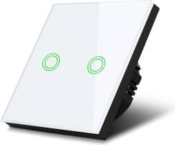 Maclean touch double light switch with white glass panel