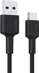 Aukey USB‑C auf USB‑A Kabel 2 m, 60 W, nylonummantelt, schwarz