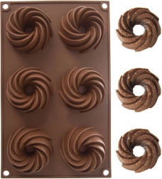 Brown silicone mini bundt cake mold 28 × 17 × 3 cm
