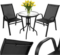 GARDLOV Balcony Bistro Set – table and 2 chairs, black