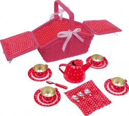 Panier de pique-nique pour enfants avec service à thé Dots and Hearts
