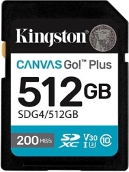 SD card 512 GB Kingston Canvas Go Plus 200/160 MB/s C10 U3 V30