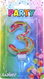 Party candle number 3 with stripes