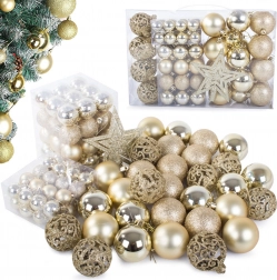 Set aus 100 Weihnachtskugeln mit goldenen Sternen