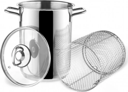Casserole en acier inoxydable pour asperges et pâtes avec panier et couvercle en verre ANETT 16 cm, 4,2 l