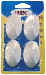 Selbstklebende ovale Haken groß, weiß (4 Stk)