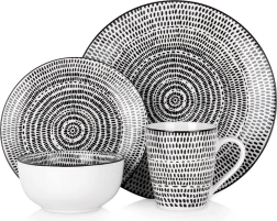 Porzellan-Tafelset 16-teilig mit geometrischem Muster