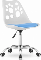 Moderner weißer und blauer Bürostuhl mit Chrombasis