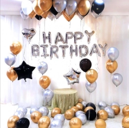 Set of Silver-Gold Birthday Balloons