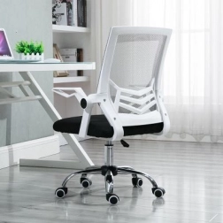 Ergonomic swivel office chair, mesh chair - white/black