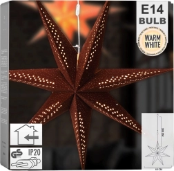 Hangende verlichte fluwelen ster 60 cm, bruin