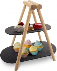 Zweistufige Servieretagere aus Schiefer und Holz 41 × 24 × 38,5 cm
