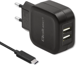 Chargeur USB double Qoltec 17W avec câble USB-C