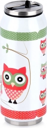 Can-shaped thermal mug with owl motif 400 ml