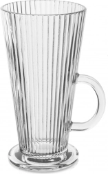 Latte-Glas mit Henkel 300 ml, geripptes Glas