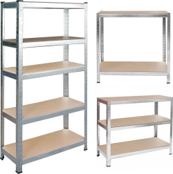 Metal shelving unit 150 × 75 × 30 cm Humberg, 5 shelves, galvanized, boltless
