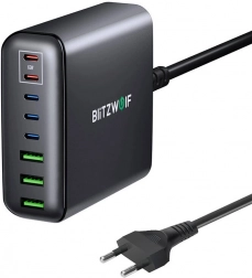 BLITZWOLF BW-S26 250 W Wall Charger, 8‑port GaN, Black