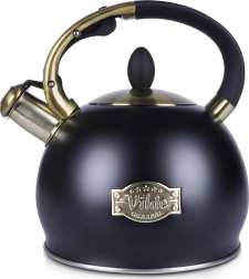 Schwarzer Edelstahl-Wasserkocher mit Pfeife 3 l