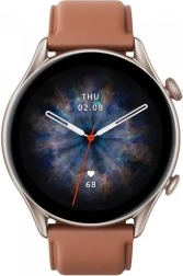 smartwatch Amazfit GTR 3 Pro with brown leather strap
