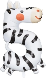 Foil balloon number 5 – zebra 42 × 81 cm