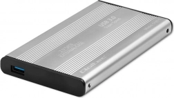 Externer Aluminium-Gehäuse für 2,5" SSD/HDD SATA, USB 3.0, silber