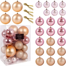 Roze onbreekbare kerstballen 6–10 cm, set van 26 stuks