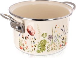 Cream enamel pot with poppy motif 18 cm, 2 l
