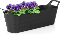 Langer Kunststoff-Blumenkasten mit Griffen 44,5 cm schwarz