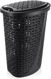 Kunststoff-Wäschekorb 45 l mit Deckel, schwarz