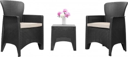 Gartenmöbel-Set für Terrasse oder Balkon – 2 Stühle + Tisch schwarz