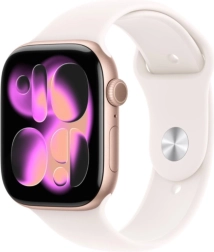 Apple Watch Series 11 GPS + Cellular 42 mm roségoldenes Aluminium mit Sportarmband M/L in zartem Rosa