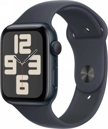 Apple Watch SE GPS, 44 mm, Aluminiumgehäuse in Nachtfarbe mit Sportarmband - Größe S/M