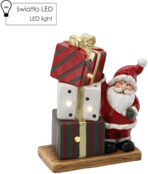 Weihnachtsfigur – Weihnachtsmann mit Geschenken mit LED-Beleuchtung 29,5 × 15 × 36 cm