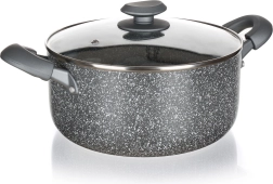 Marmite avec revêtement granit 24 cm avec couvercle en verre