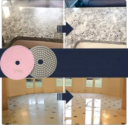 Set aus 10 Diamant-Polierscheiben 80 mm, Trocken- und Nassbetrieb, Klettverschluss, Körnung 3000